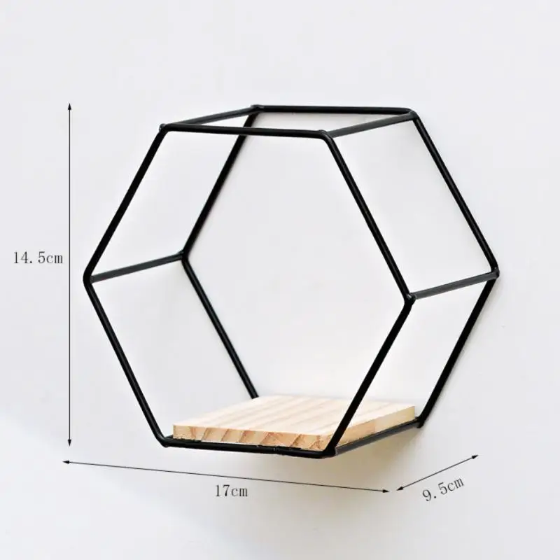 Floating Shelf For Wall Decorative Hexagonal Grid Decoration Wall Wall Shelf Decoration Living Room Storage Organizer Iron Stand