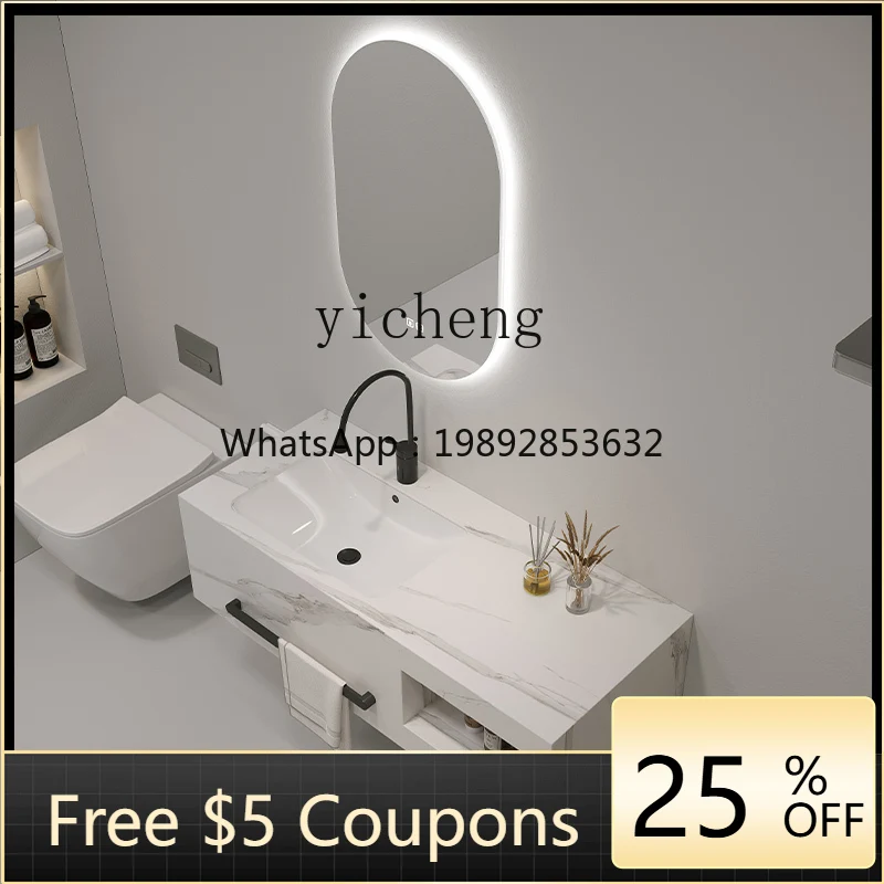 

AA rock slab wash basin ceramic under-counter basin bathroom cabinet combination simple hanging basin cabinet