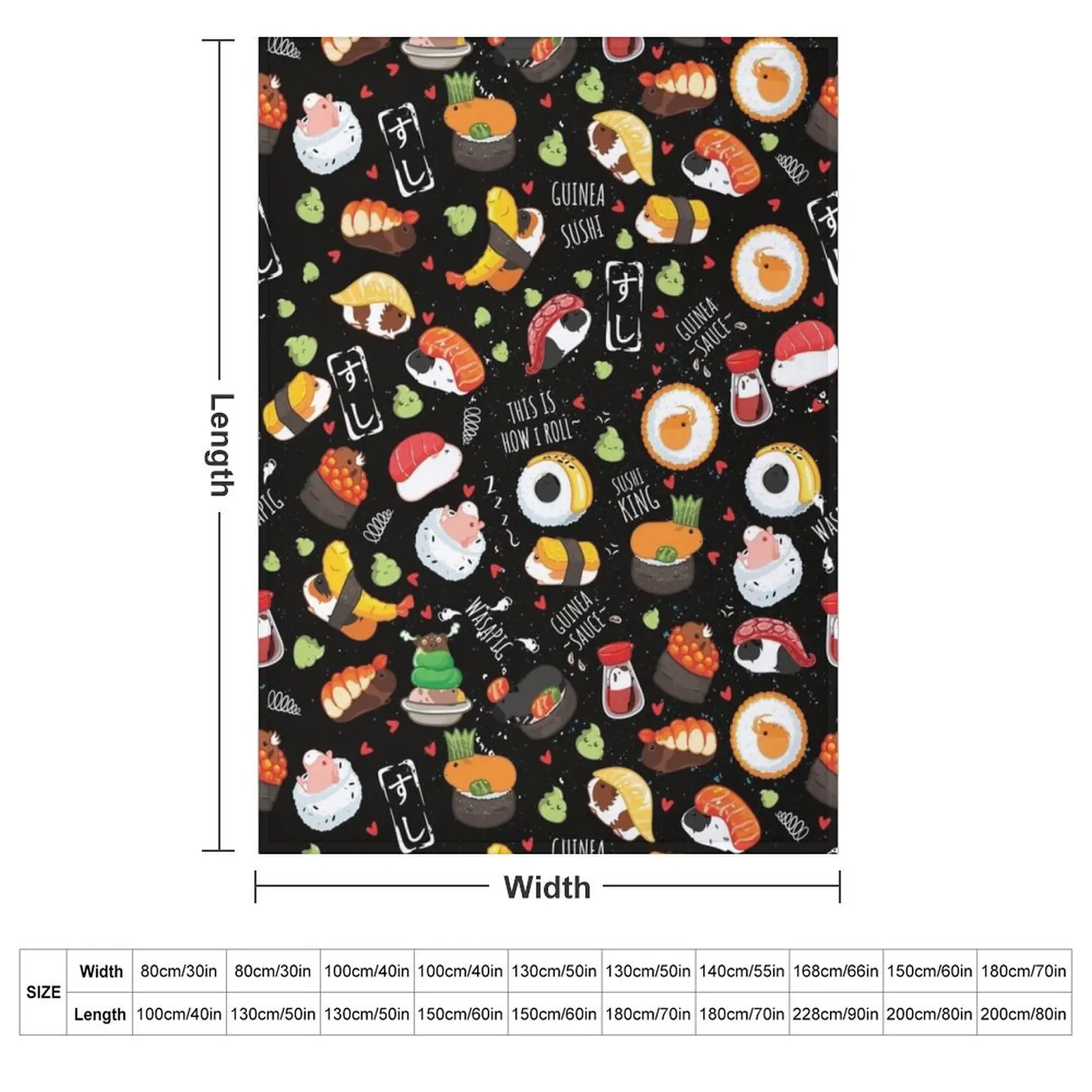 Japanese Guinea Pig Sushi - Black Background Throw Blanket Soft Decorative Throw Luxury Designer Summer Beddings Blankets