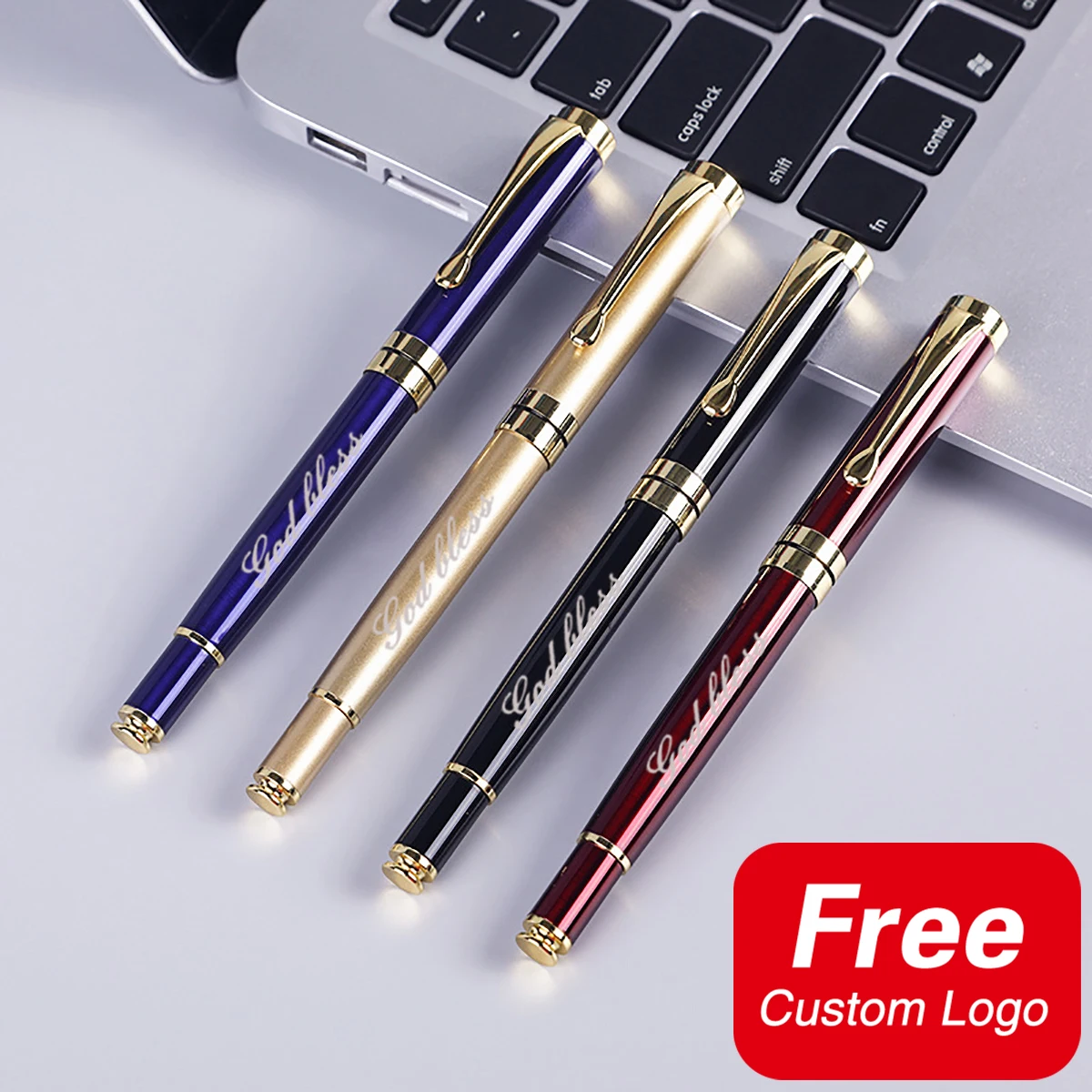 

5pcs Business Metal Signature Pen Custom Logo Luxury Lettering Name Gift Pens Advertising Neutral Pen Stationery Office Supplies