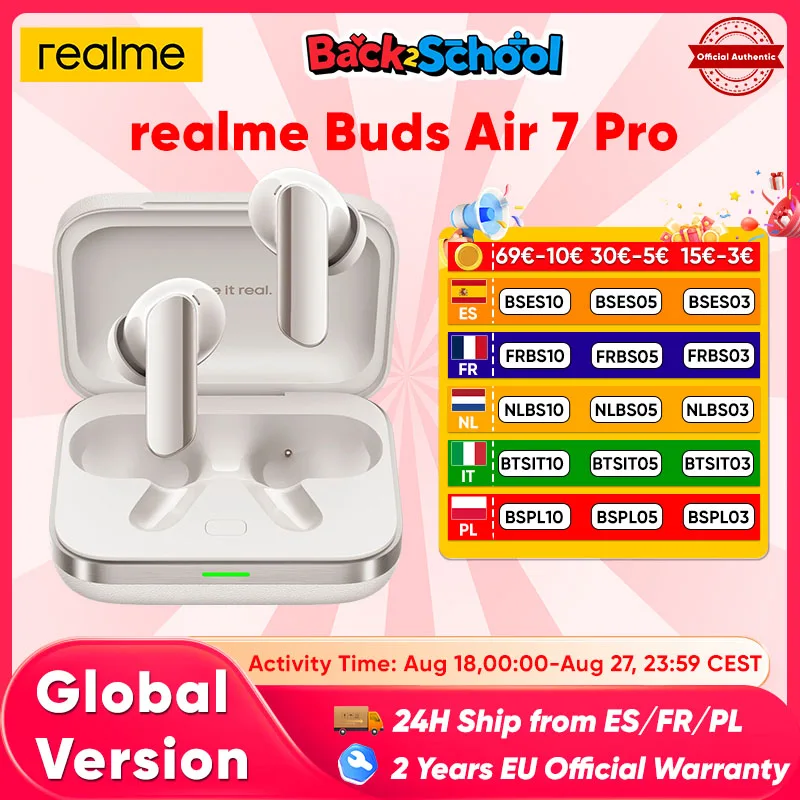 realme Buds Air 7 Pro AI Bluetooth Earphone 53dB 5000Hz Noise Cancellation BT 5.4 48 Hours Battery Life Hi-Res LHDC 5.0 IP55 New