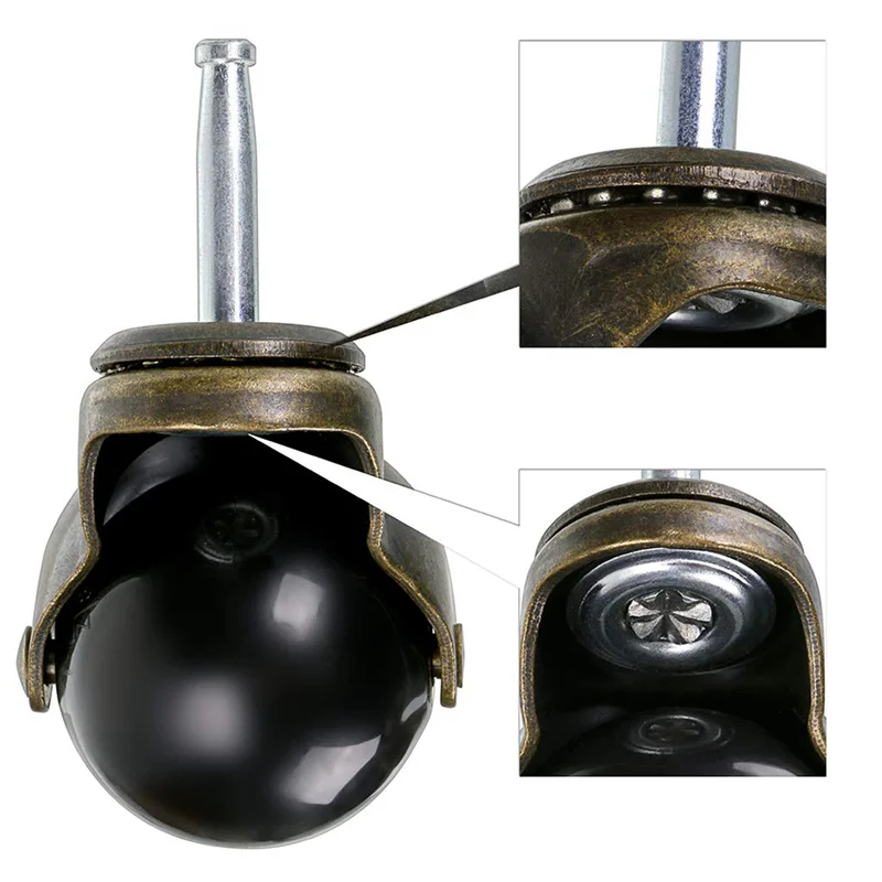 

ABAH-16 Pack 2 Inch Ball Caster Stem Caster Wheel With Sockets,Vintage Antique Swivel Caster For Furniture,Sofa,Chair,Cabinet