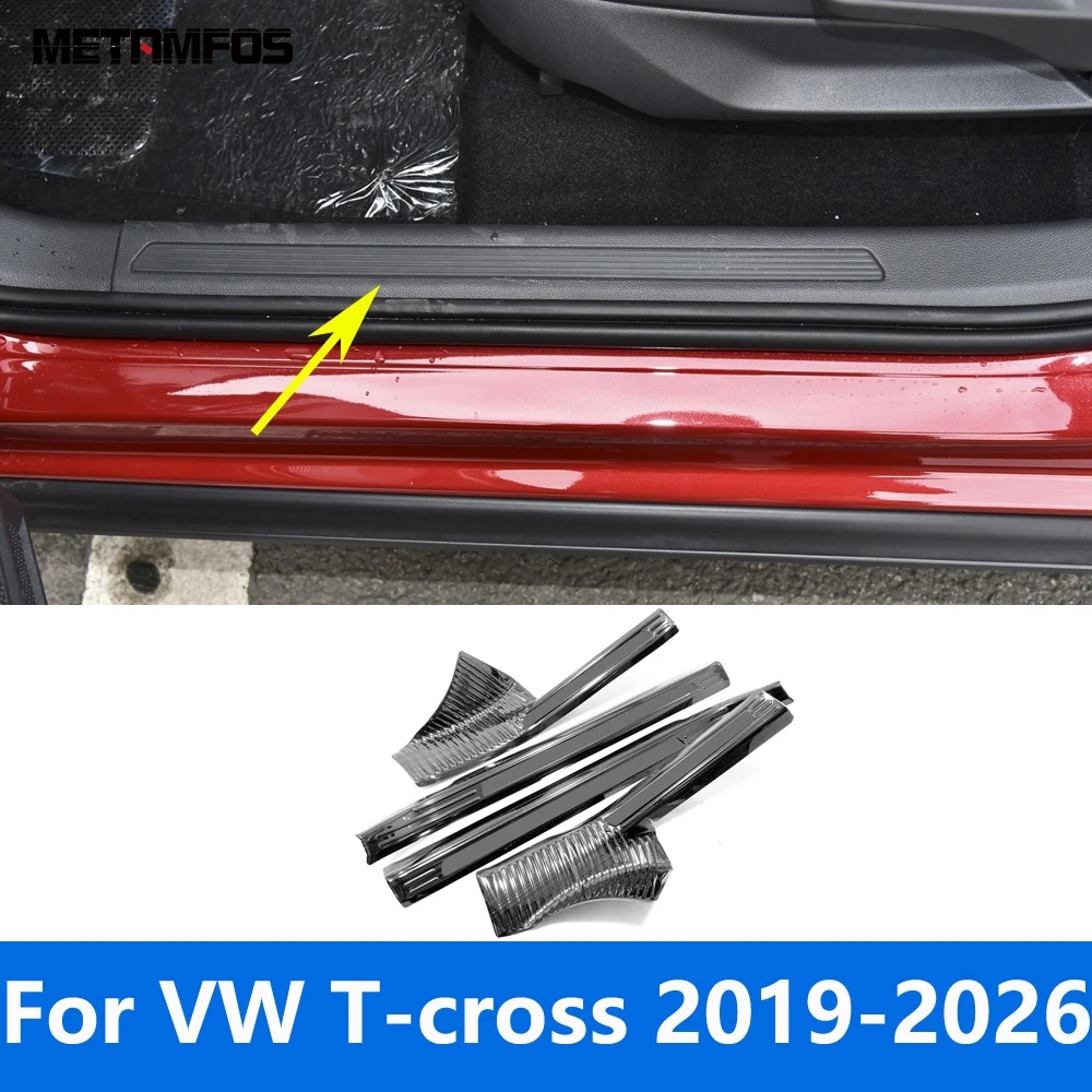 

Accessories For Volkswagen VW T-cross Tcross 2019-2025 2026 Interior Door Sill Scuff Plate Welcome Pedal Entry Guard Protector
