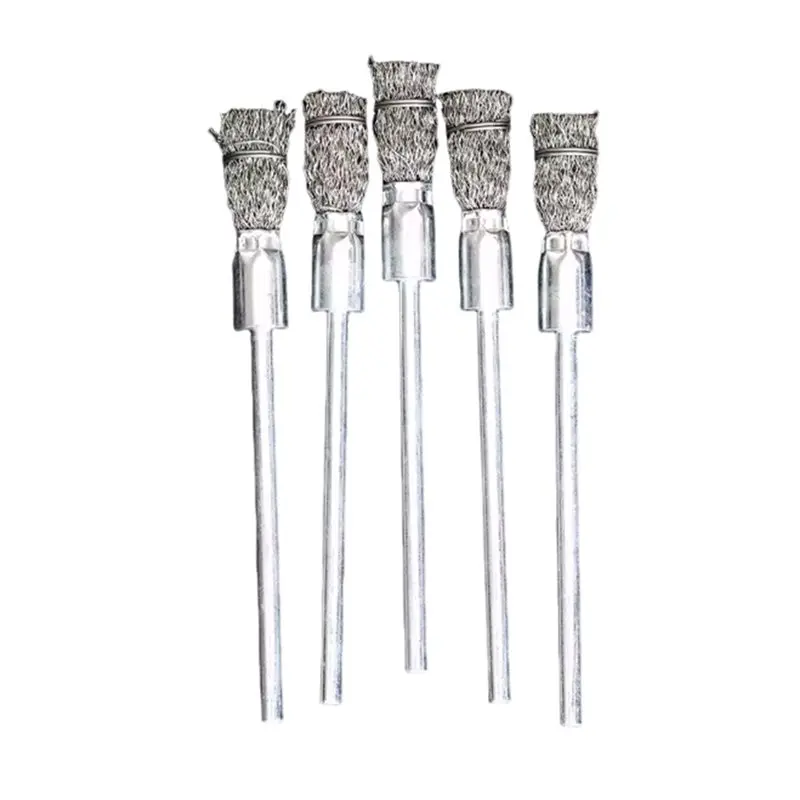 A03F-Shank Wire End Brush 5Pcs, 0.3Mm Steel Pen Shape Brushes For Power Rotary Tools, Rust Removal, Deburring Cleaning