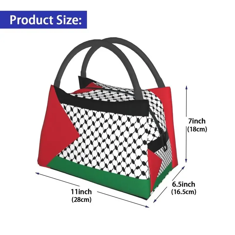 Palestine Flag Resuable Lunch Box Women Waterproof Palestinian Hatta Kufiya Keffiyeh Pattern Thermal Cooler Food Lunch Bag