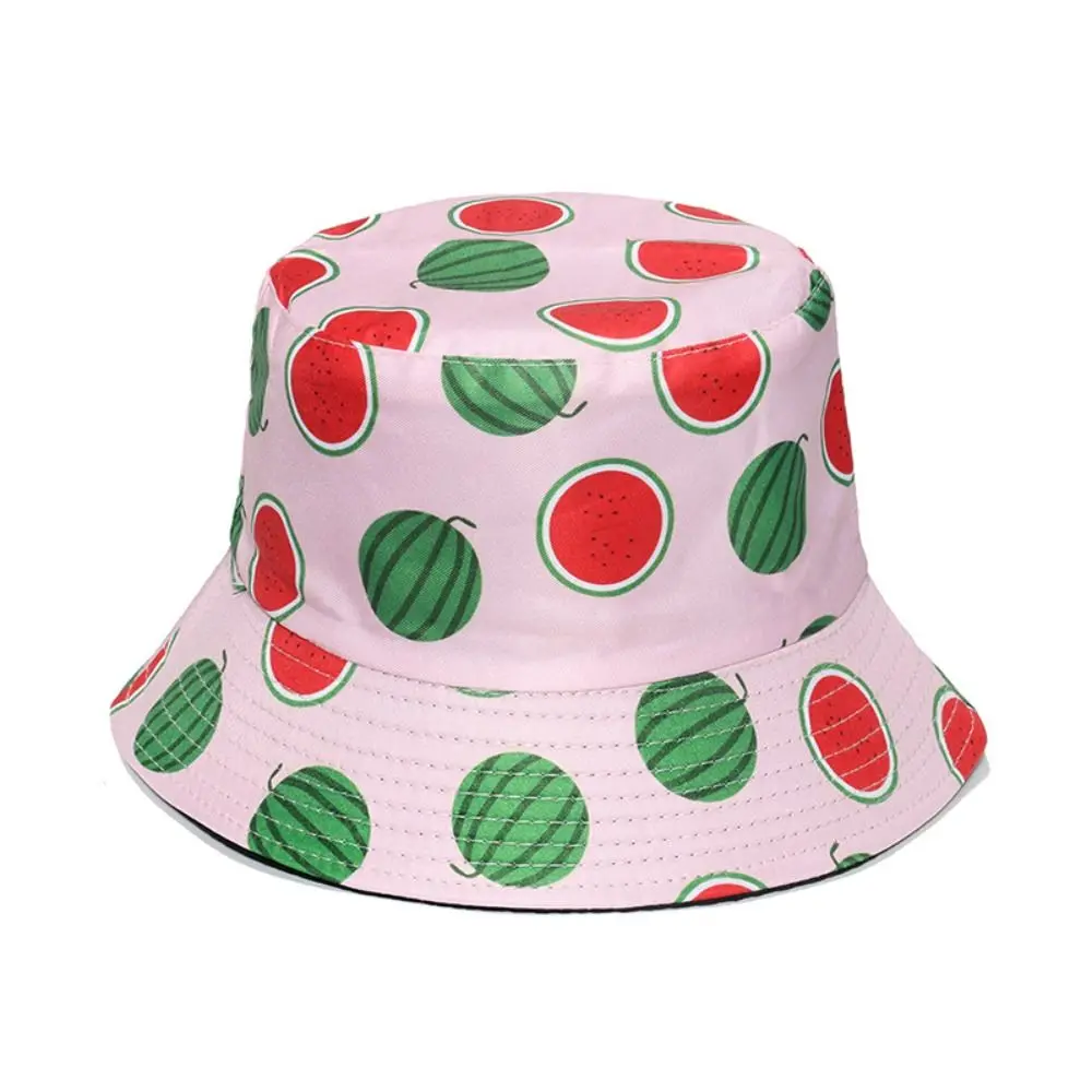 Summer Polyester Bucket Hats Quick-Drying Fruits Print Fishing Cap Anti-UV Sun Protection Sun Hat Seabeach