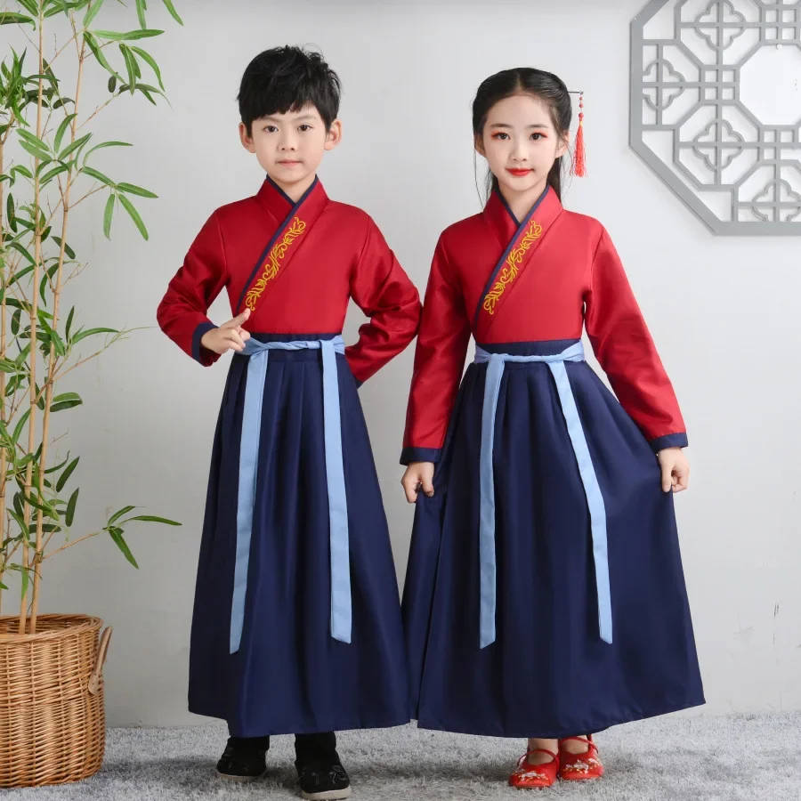 Fashion Baby Hanfu Dress Kids Cosplay Children Vestidos Costume Halloween Outfit Girl Boy Dresses Chinese Traditional Clothes