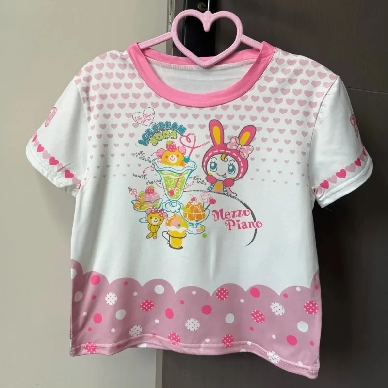 

Japanese Kawaii Cartoon Print Cute Tshirts E-girls Casual Sweet All-match Lolita Short Sleeve Top Y2k Aesthetic Grunge Fairy Tee