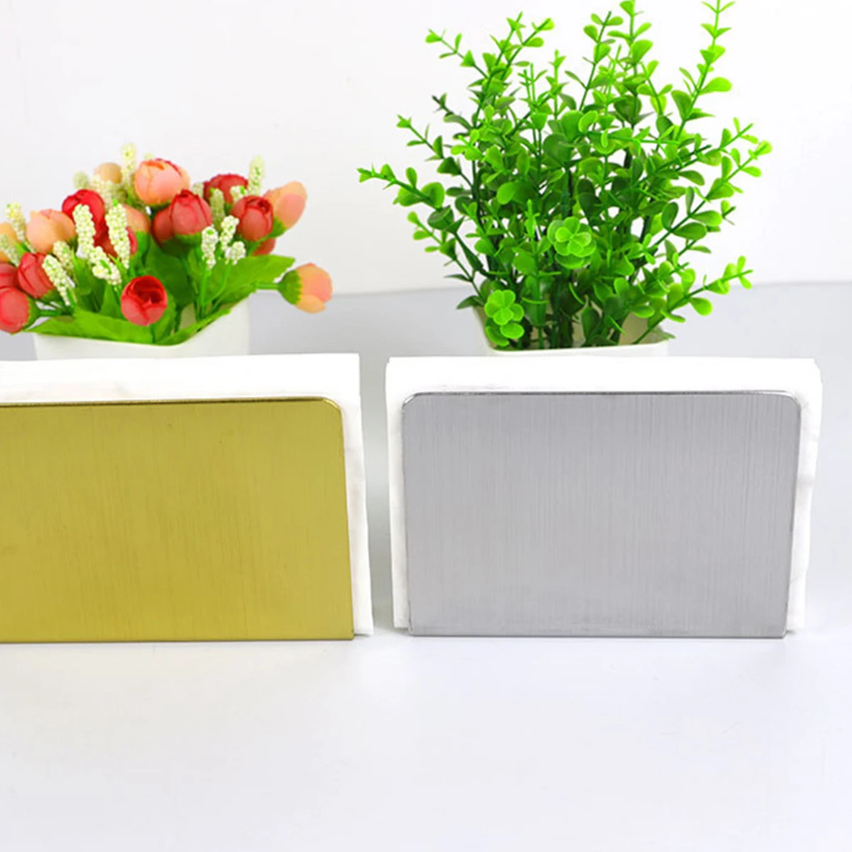 

Stainless Steel Tissue Holder Vertical Paper Dispenser Rustproof Serviette Stand For Home Restaurant Silver