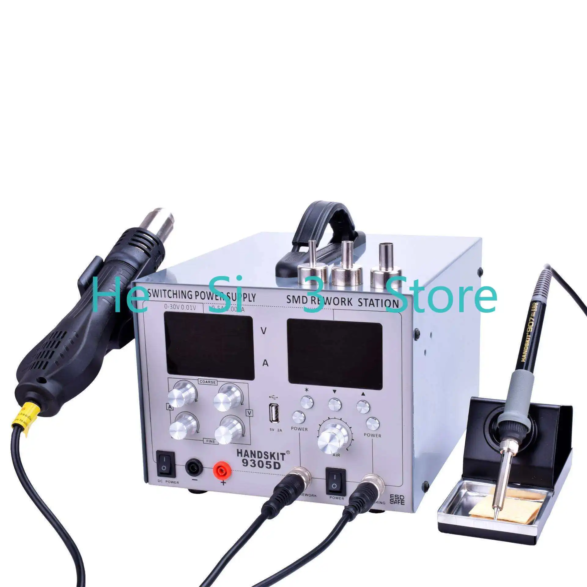 9305D hot air dismantling and welding table four-in-one, hot air welding table with power supply 30V 5A