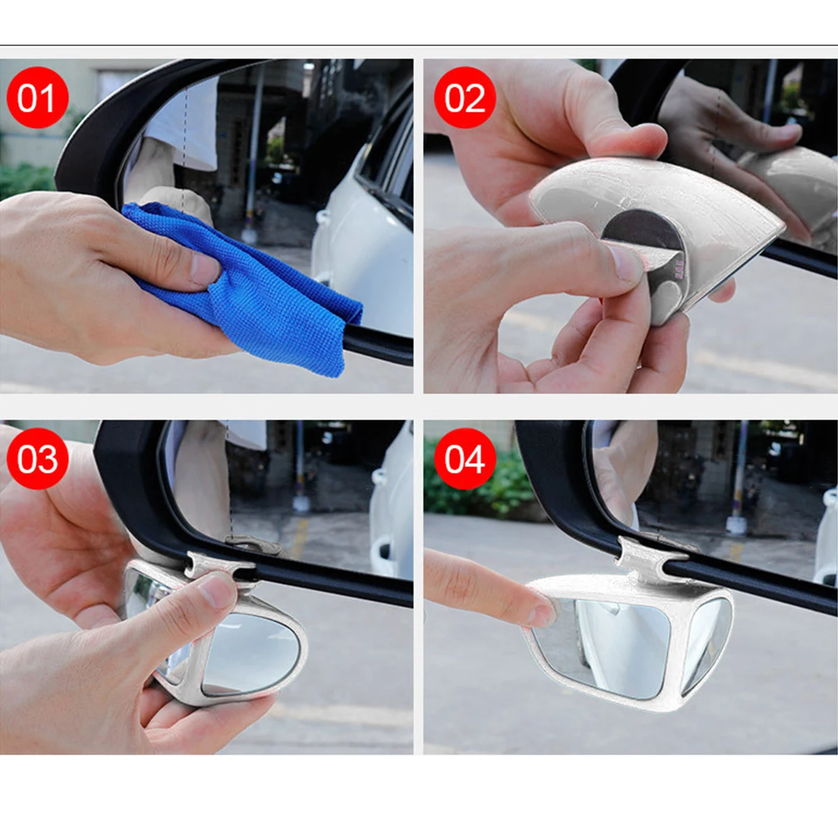 2/4/8Pcs Rearview Auxiliary Mirror 360 Degree Rotatable 2 Side Car Blind Spot Convex Mirror Rear View Reversing Parking Mirror