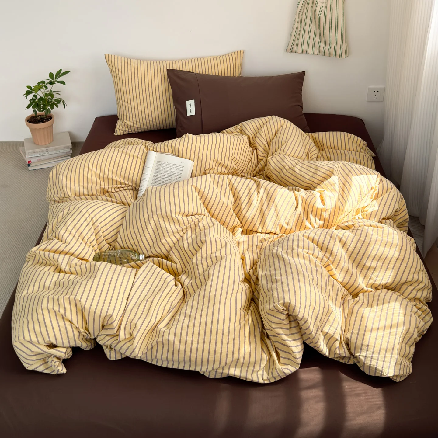 Japanese Style 100% Cotton Bedding Set King Queen Size Minimalist