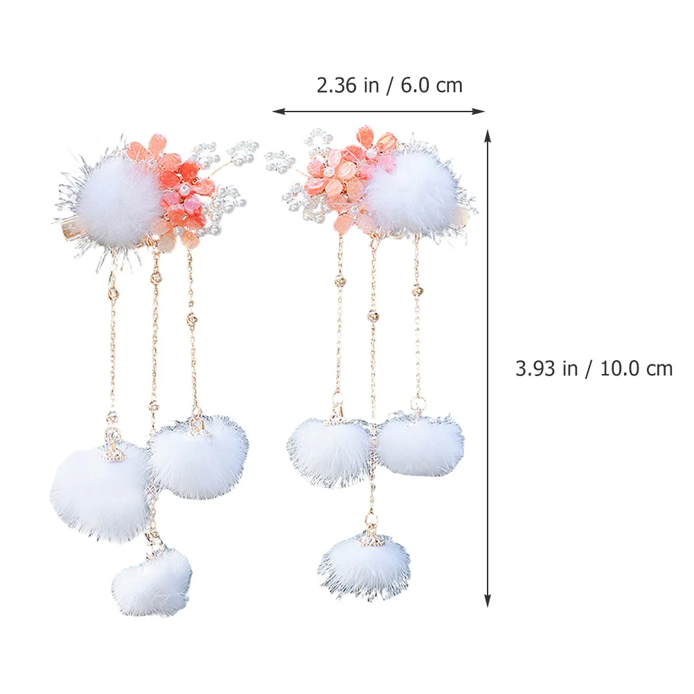 

1Pair Ball Tassel Hairpins Chinese Hanfu Hair Clips for Teens Stylish Hair Accessories Hairpins