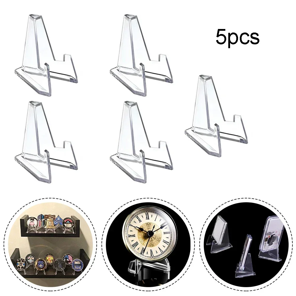 

5pcs Acrylic Commemorative Coin Display Stand Transparent Triangle Display Stand Commemorative Challenge Coin Capsule Holder