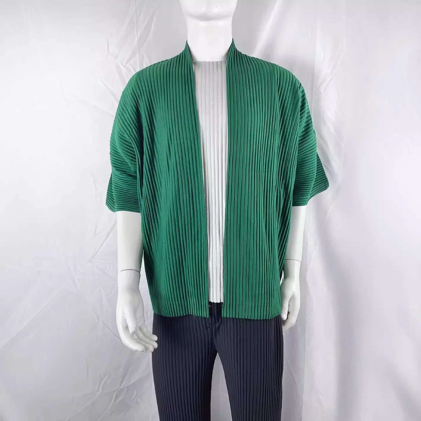 مياكي الربيع والخريف جديد اليابانية مطوي الرجال نصف كم دعوى رداء عصري ومريح فضفاض كبير الحجم معطف فوقي #6