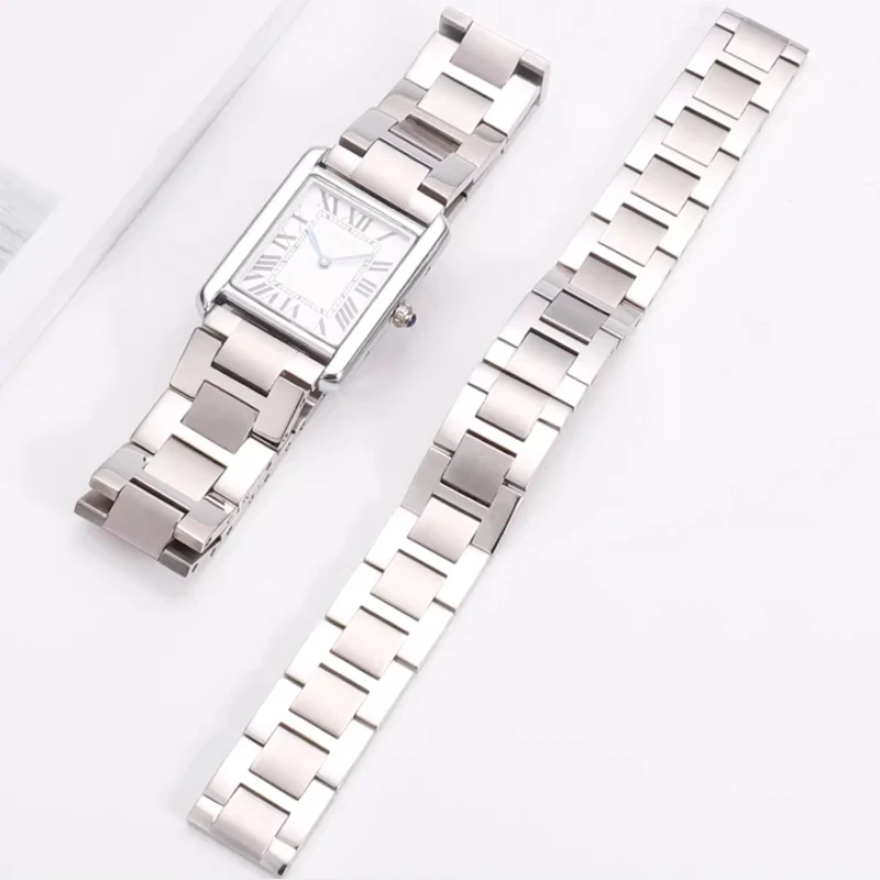 

Ремешок для часов из нержавеющей стали 16 мм, 20 мм, 22 мм, 23 мм для Cartier Tank Solo Claire, мужские и женские ремешки из тонкой стали