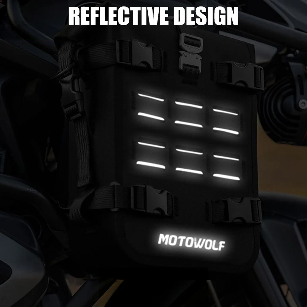 Motorcycle Bumper Bag Waterproof 6-8L Universal Motorcycle Side Frame Bag with Internal Support Travel Luggage Tool Box