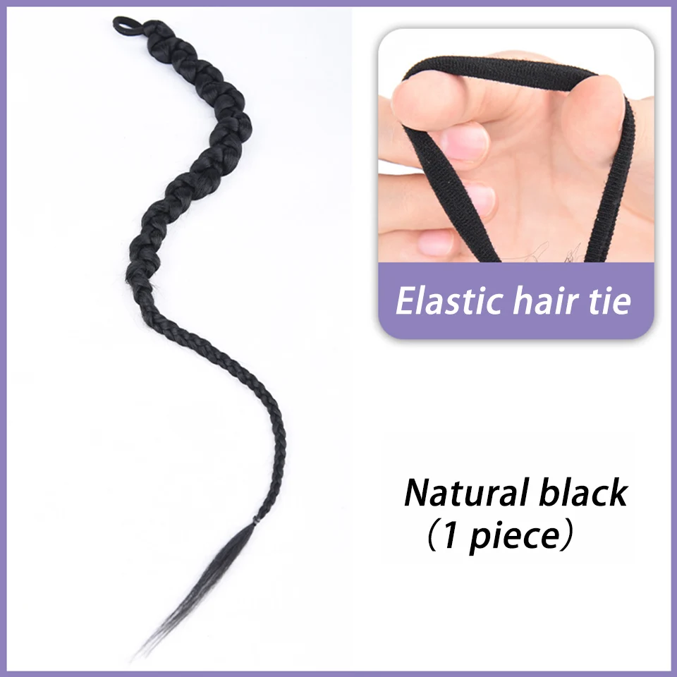 BEAUTYCODE coleta sintética para mujer y niño, banda elástica trenzada, trenza de giro, extensión de cabello negro y marrón, varios estilos