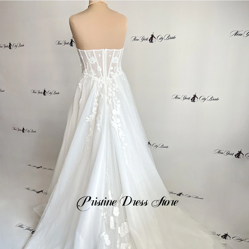 Sexy Side Slit Wedding Dress with Detachable Sleeve Customized Tulle Appliques Sweetheart Bridal Gown for Bride Vestido De Novia