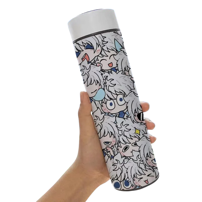 Hunter X Hunter Killua botol air portabel Pria Wanita, botol air Stainless Steel tampilan temperatur cerdas
