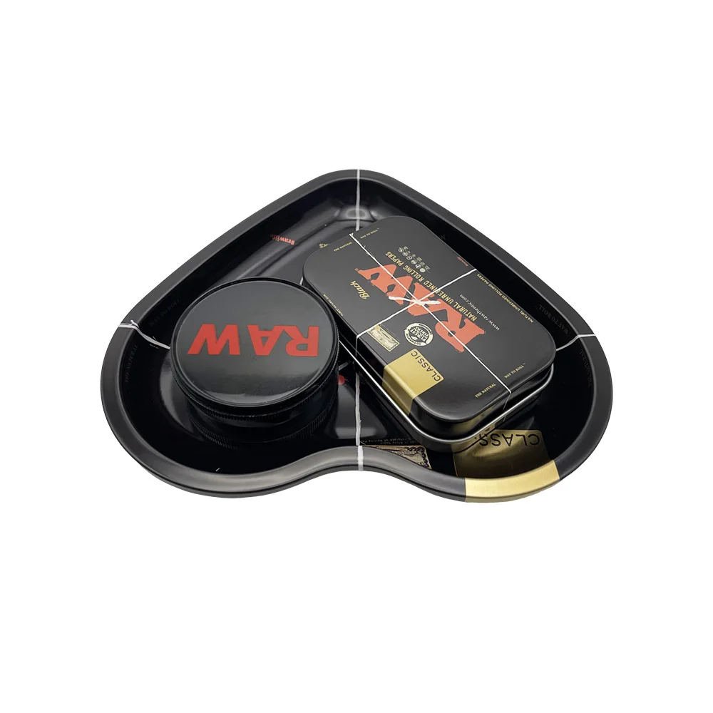 

60 мм пластиковая мельница для трав, 2-слойная дробилка для сигарет и специй, лоток для сигарет в форме любви, металлический скалка для табака, пластина 16,5x18 см