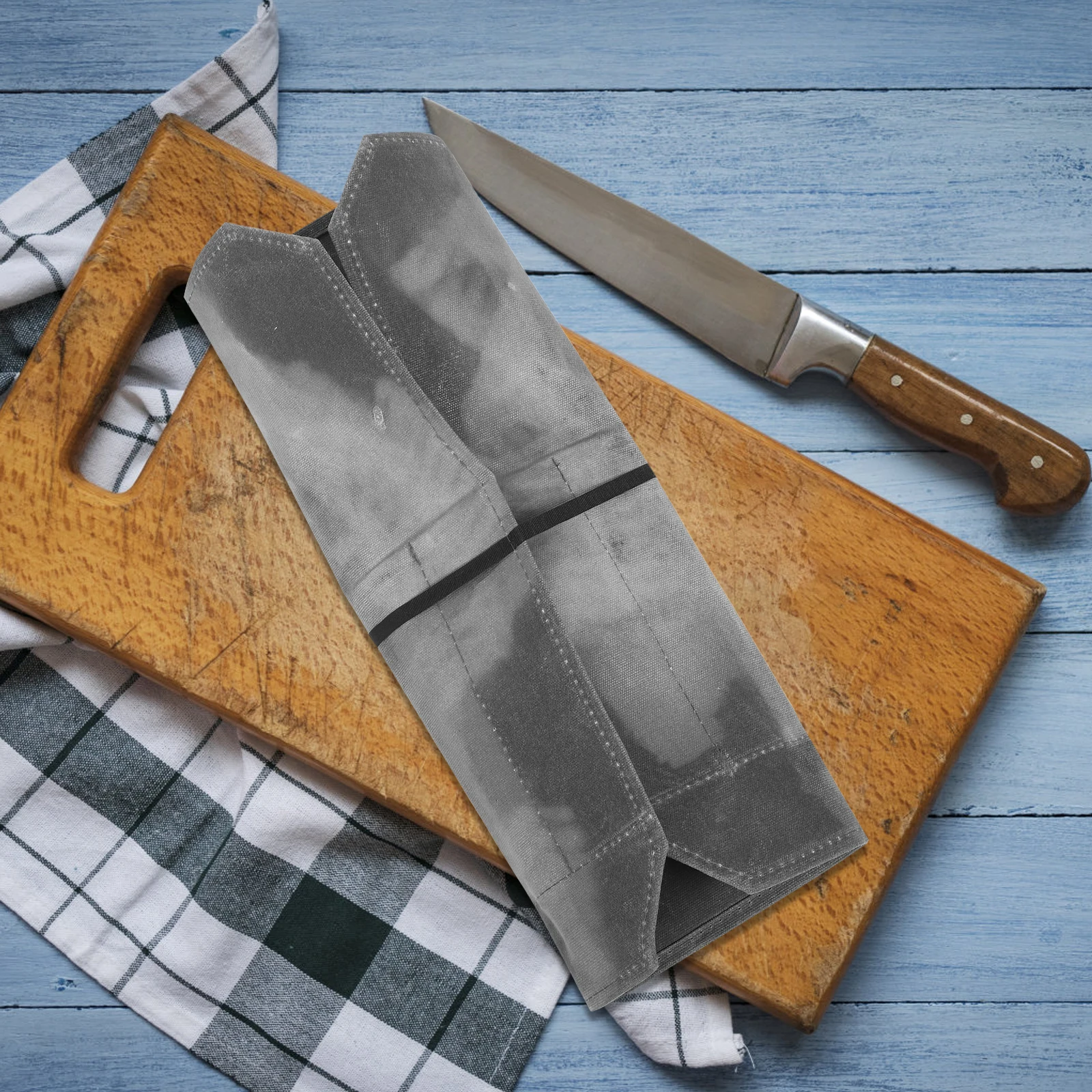 

Portable Bag Gray Wax Canvas Kitchen Tool Storage Camping Grill Fork Cutlery Pouch Large Capacity Outdoor Picnic BBQKnife