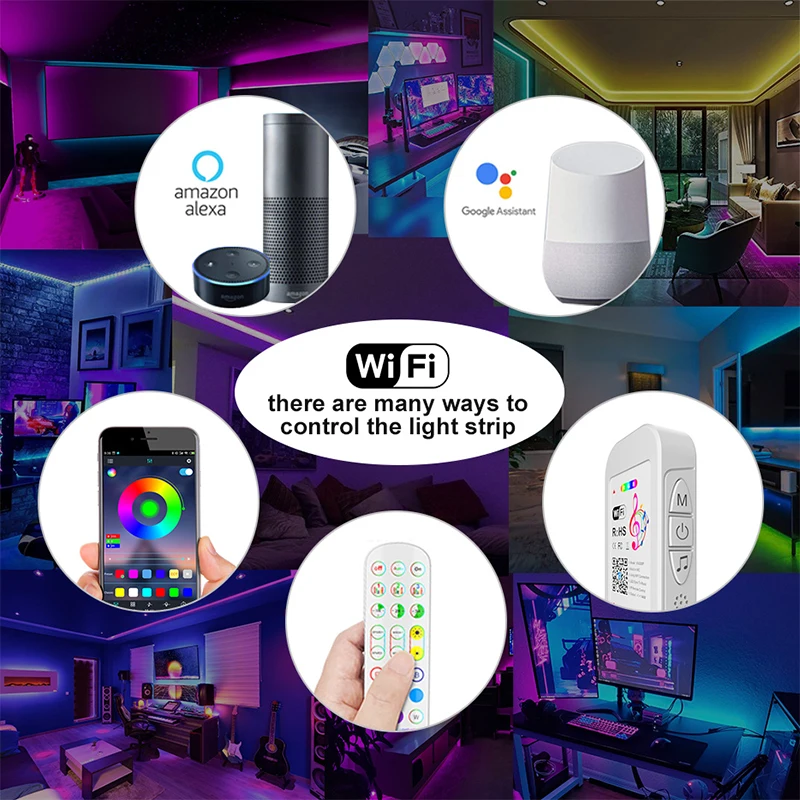 RGB Neon Strips Lights Bluetooth WIFI Remote Control Neon Led Lights Strip Music Sync Waterproof Neon Tape Light Roll