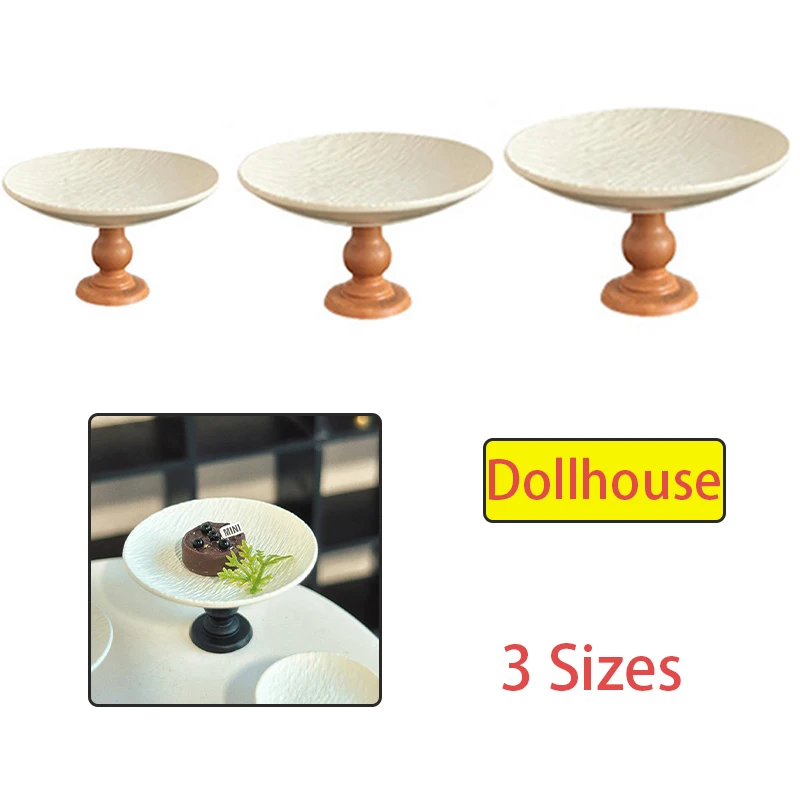 1Pcs Dollhouse Miniature Pattern Tray Model Mini Meal Plate High Foot Fruit Plate Toys DIY Accessories