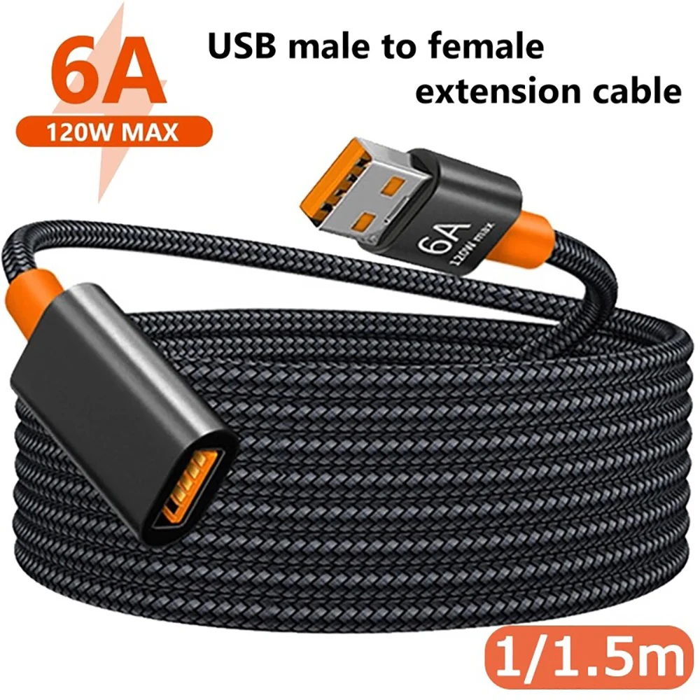 USB 3.0 Verlängerungskabel, Buchse auf Stecker, 6A Hochgeschwindigkeits-Datenübertragungskabel für Computer, Kamera, TV, Laptop, Drucker