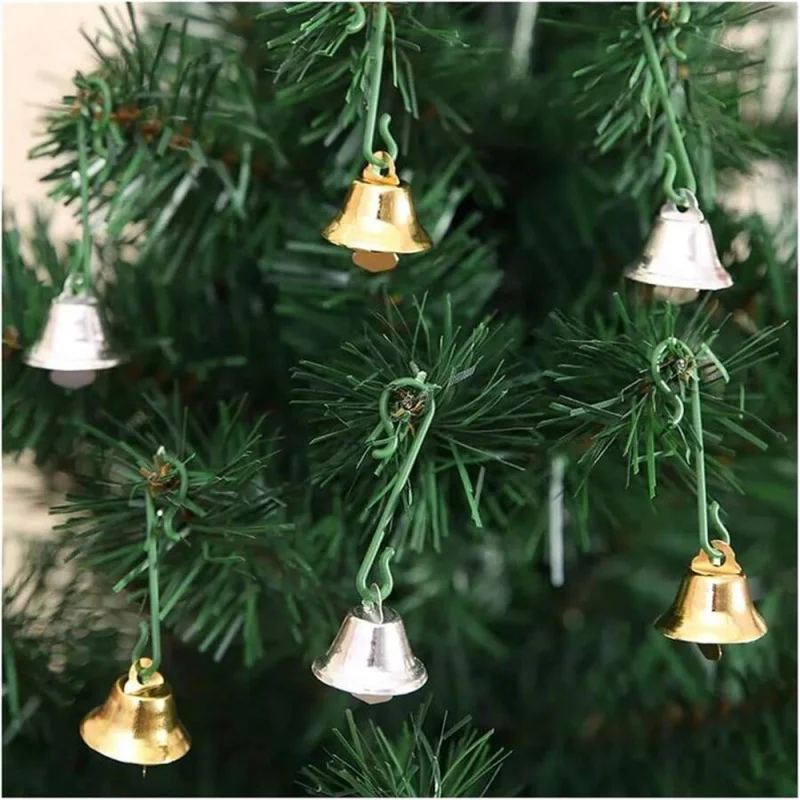 10 Stück Weihnachtsglocken, DIY-Bastelzubehör, Hochzeitsfeier-Dekorationen, festliche Feiertagsornamente, silberfarbene Glocken