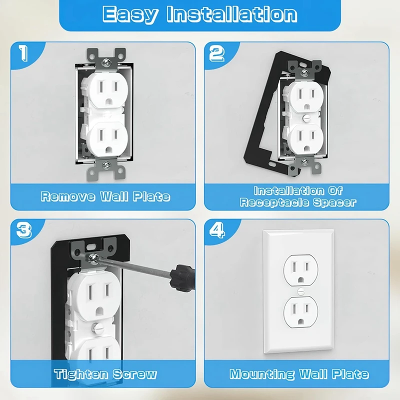 Wall Plate Spacer,Flush Fit Device Leveling Plates For Wall Outlet Repair And Loose Electrical Fix For Outlets/Switch