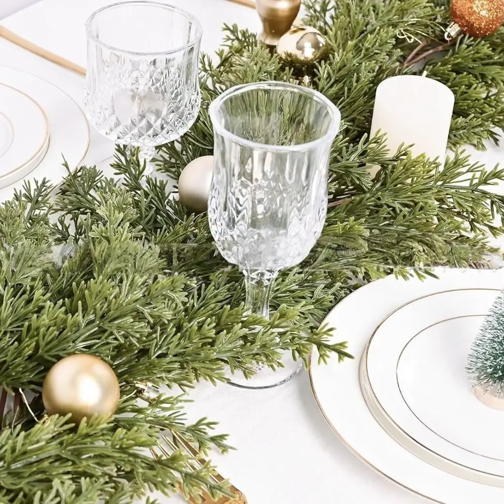 

180cm/190cm Artificial Pine Wreath Green Staircase Ornament Cedar Greenery Rattan Fireplace Decoration Wall Hanging