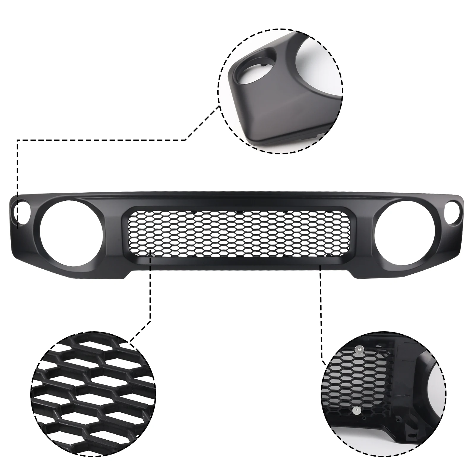 الجبهة شواء شبكة سباق الشوايات المصد الأمامي شبكة مصبغة اكسسوارات السيارات لسوزوكي جيمي JB74W / JB64W 2019-2024