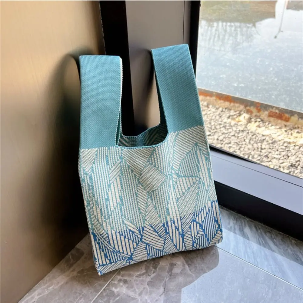 Borsa piccola di grande capacità borsa Tote portatile lavorata a maglia da donna che esce borsa portaoggetti portatile borsa a mano lavorata a