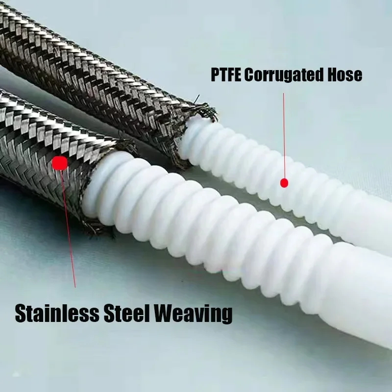 Universal 6~25MM Fuel Injection Line Hose Oil Gas Cooler Line Pipe Tube  Inside PTFE Stainless Steel Braided Corrugation Hose