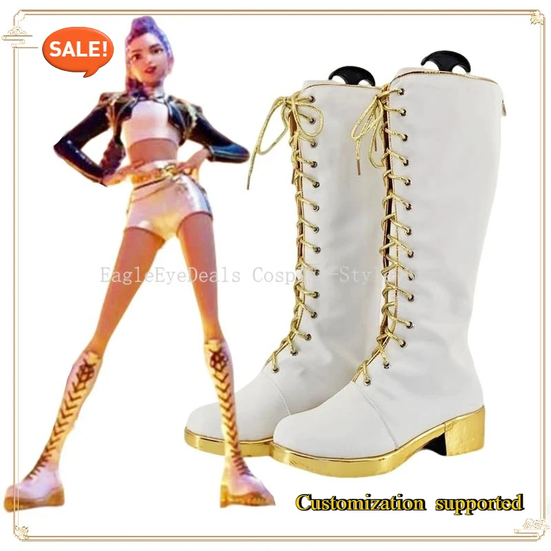 

Костюмная обувь KPop Demon Hunters Rumi для косплея, ботинки ручной работы из искусственной кожи, карнавальные вечерние ботинки для Хэллоуина, реквизитная обувь