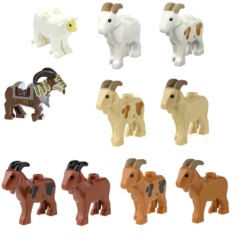 New Long Haired Sheep Goat Animal Parts MOC Building Blocks City Zoo Family Pet Bricks Toys Horned Sheep Compatible With LEGO