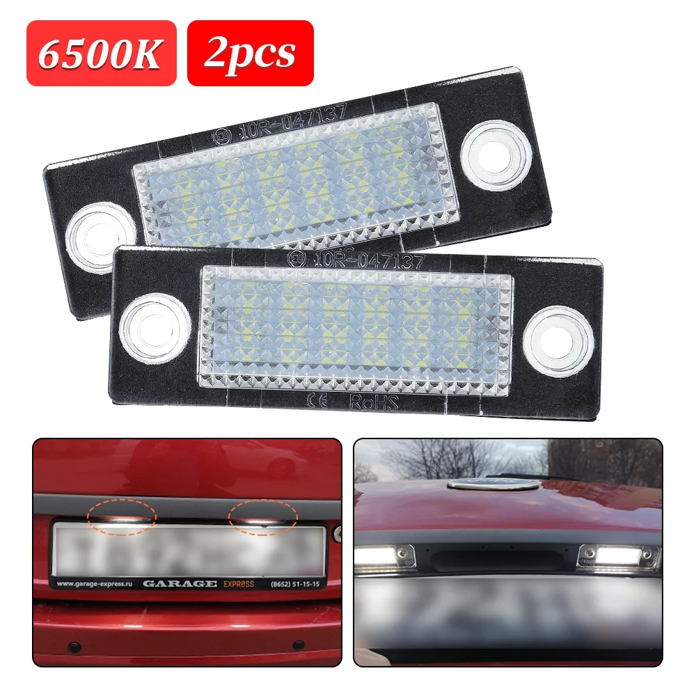 2Pcs LED License Number Plate Light With 18 LEDs 12V For VW Touran Golf Caddy Jetta MK5 T5 Passat Skoda Super