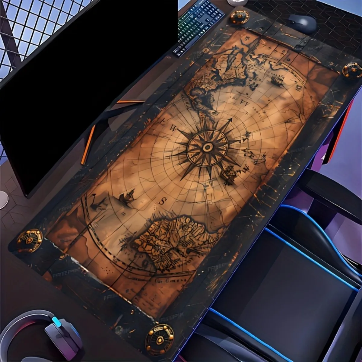 Comfortable Rubber Gaming Mouse Mat Vintage Nautical Map Aesthetic Non Slip Thick Smooth For Laptop PC Office And Gamers