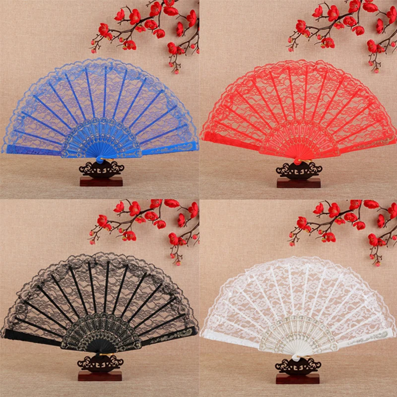 Victorian Lace Hand Fan - Vintage Floral Folding Fan for Women Cosplay Photo Props for Belly Dance & Stage Performance〔YY33〕