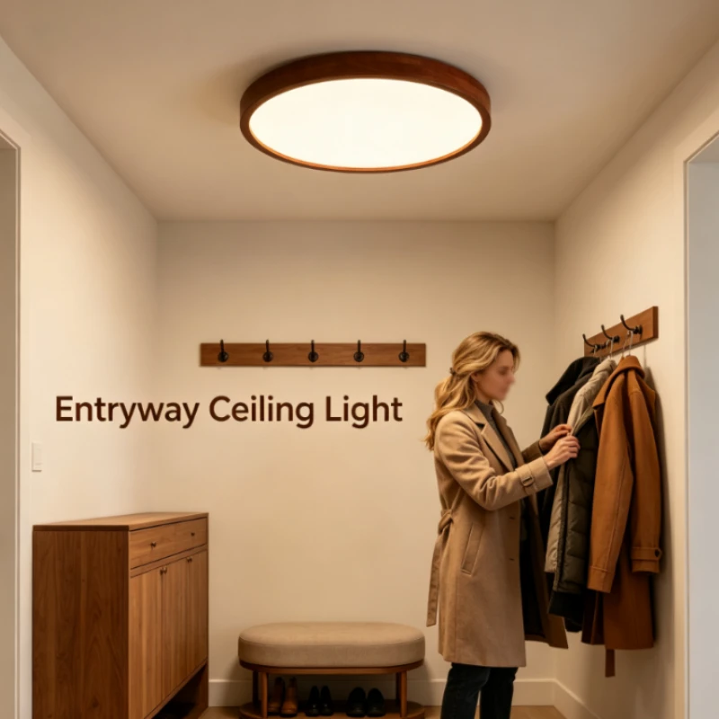 Bedroom ceiling lamp solid wood full spectrum, eye protection medium ancient style walnut restaurant book room lamp