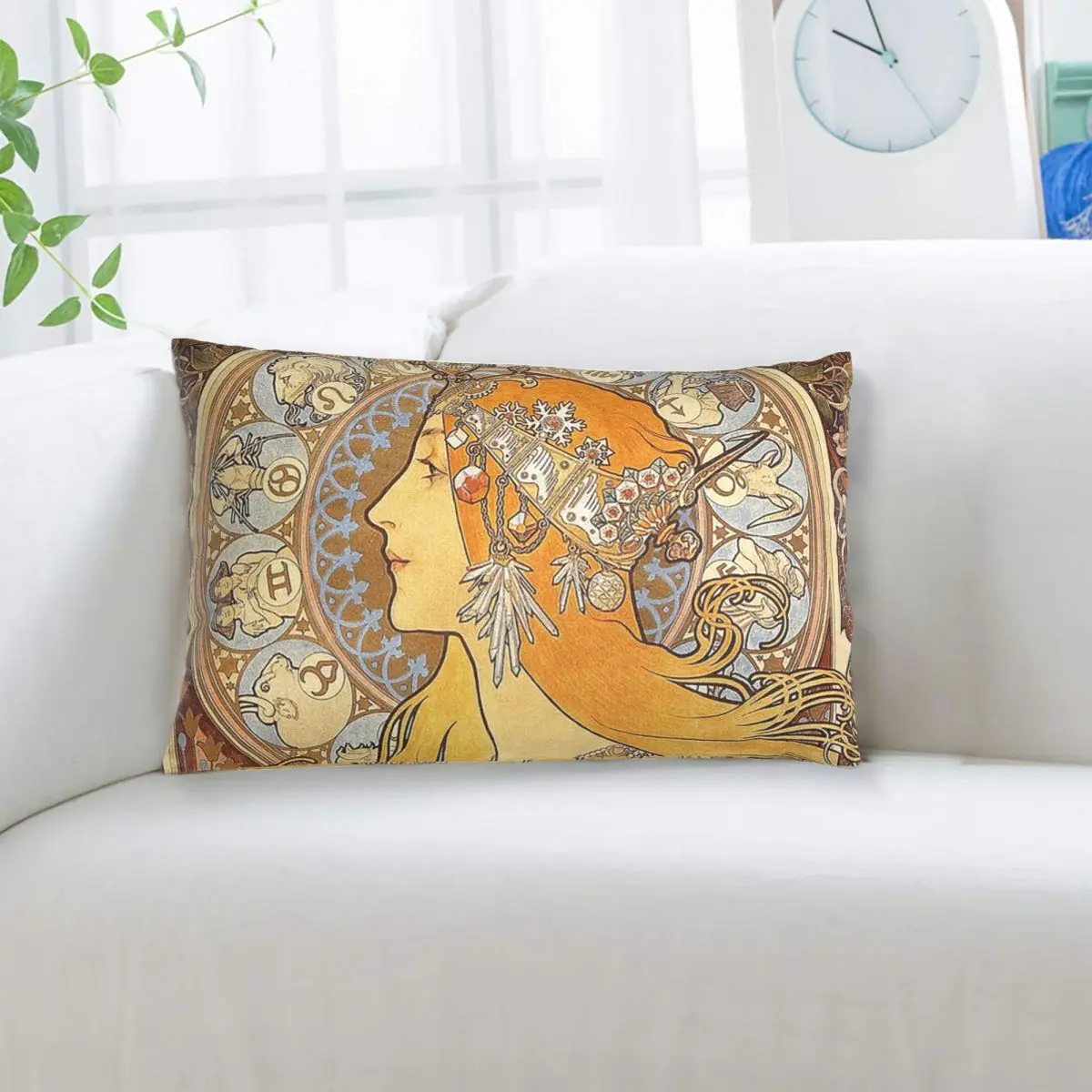 Alphonse Mucha Zodiac Art Nouveau Woman Rectangle Pillowcase Cushion Cover Decor Bedroom Bed Home Comfort Throw Pillow