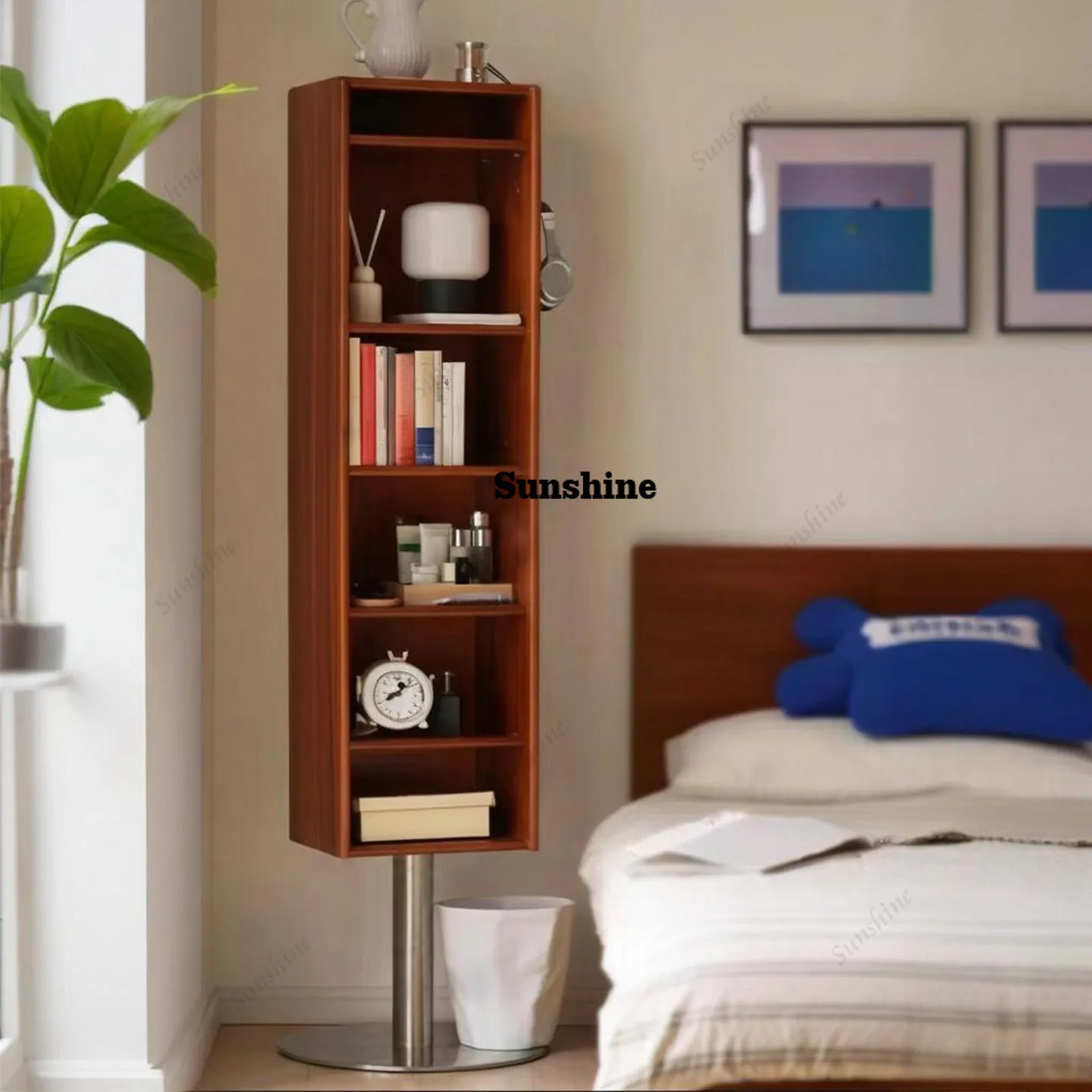 

Medieval solid wood rotating floor full-body mirror multifunctional vertical dressing and fitting mirror