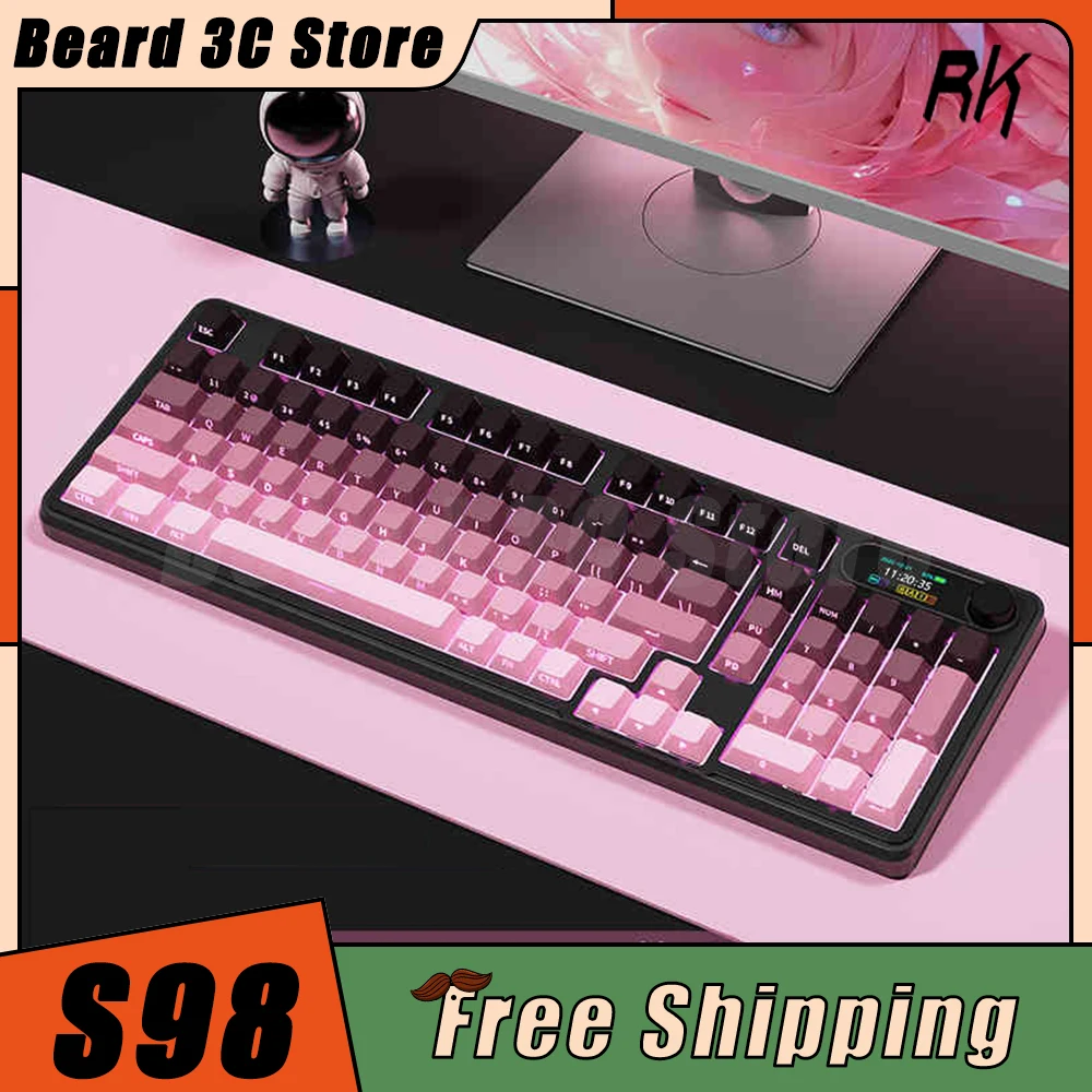 

Rk S98 Mechanical Keyboard Tri Mode Bluetooth Wireless Keyboard Rgb Backlight Hotswap Accessory For Computer Pc Gaming Man Gifts