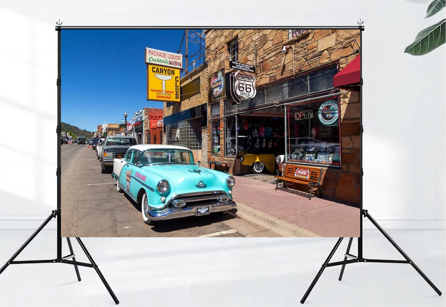 Background of Route 66 in American History Street Scene and Classic Car Souvenir West Arizona Route Party Background