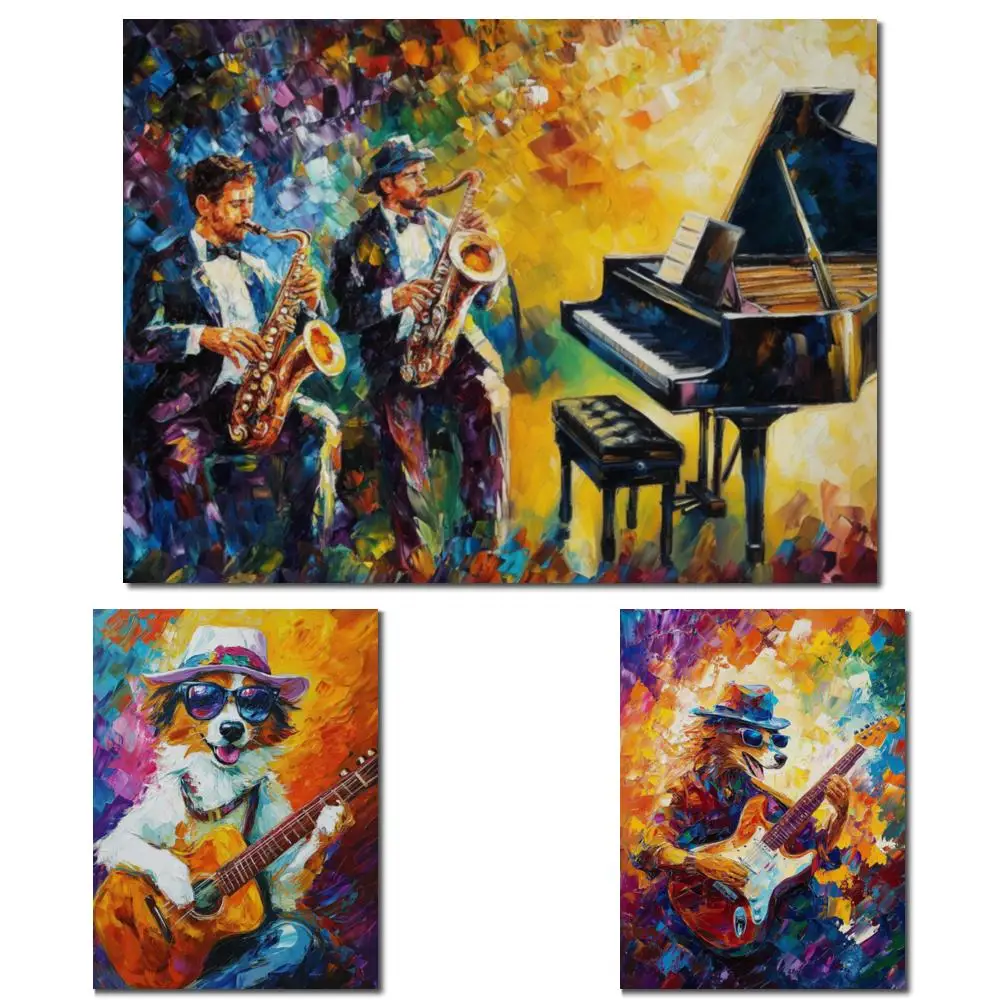 

Palette Knife Piano Abstract Art Oil Painting Hand-Painted Musical Texture Canvas for Modern Music Room Jazz Bar Wall Decor