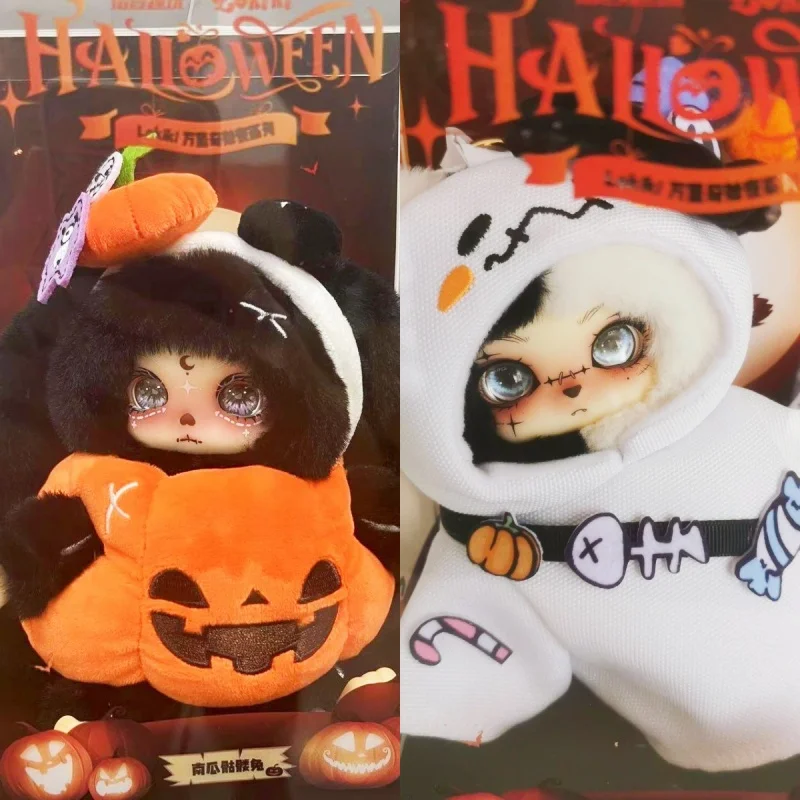 

Lokiki Genuine Collectible Toy Figures Set - Pumpkin Skeleton Rabbit Ghost Cat Angel - Trendy Animation Derivative Art Pieces
