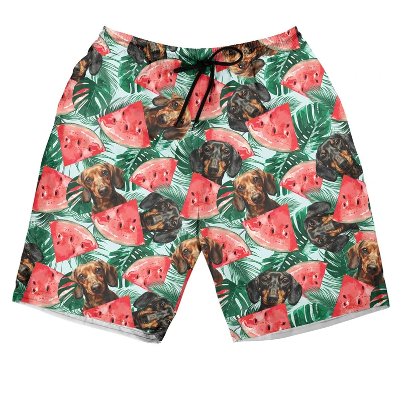 Fresh Watermelon Dog 3D Printed Beach Shorts Hip Hop Male Boardshorts Casual Pet Dogs Short Pants For Men Clothes Husky Trunks