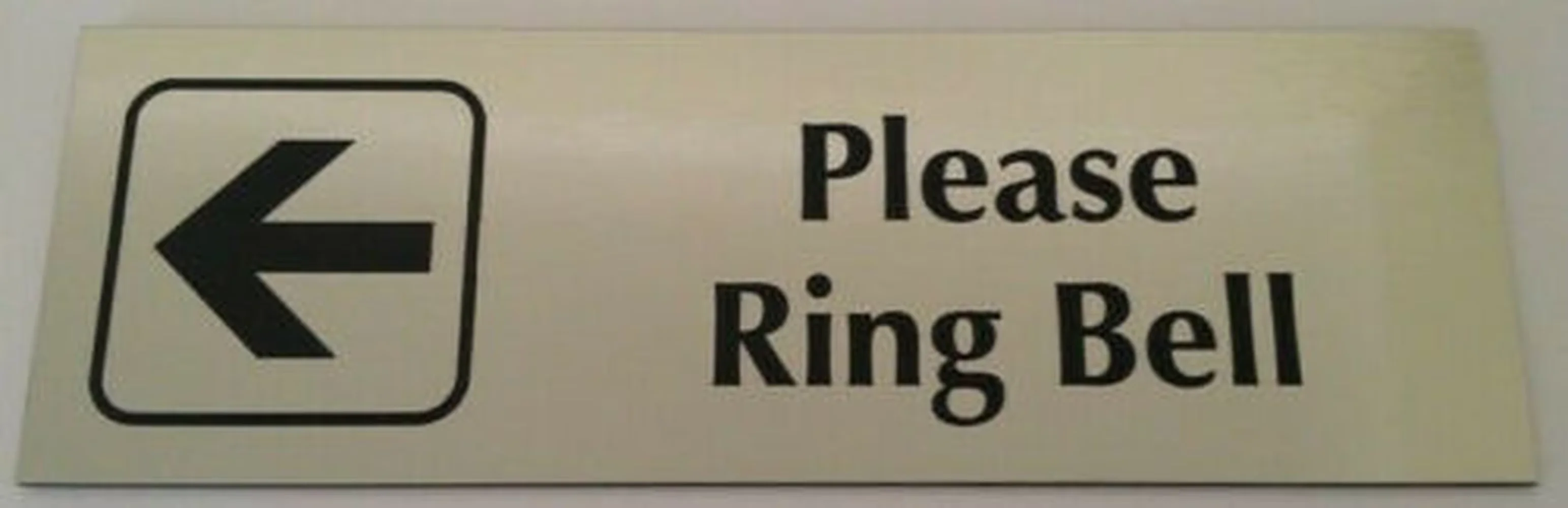 Customized Acrylic Please Ring Bell with Left Arrow Sign Plaque Black White Grey