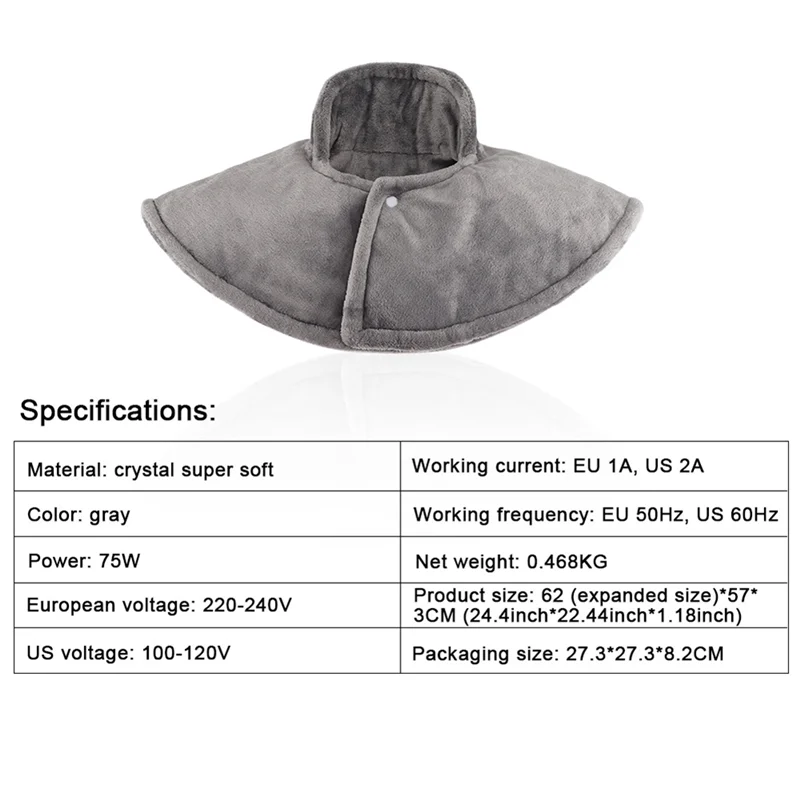 피로 완화를 위한 ABLE-전기 온열 패드 일정한 온도의 뜨거운 압축 목과 어깨 가열 숄 워머 미국 플러그